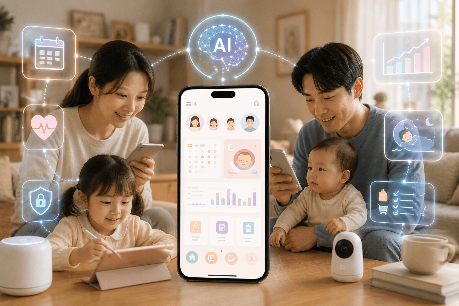 AI 기반 디지털 육아 플랫폼 활용 장면